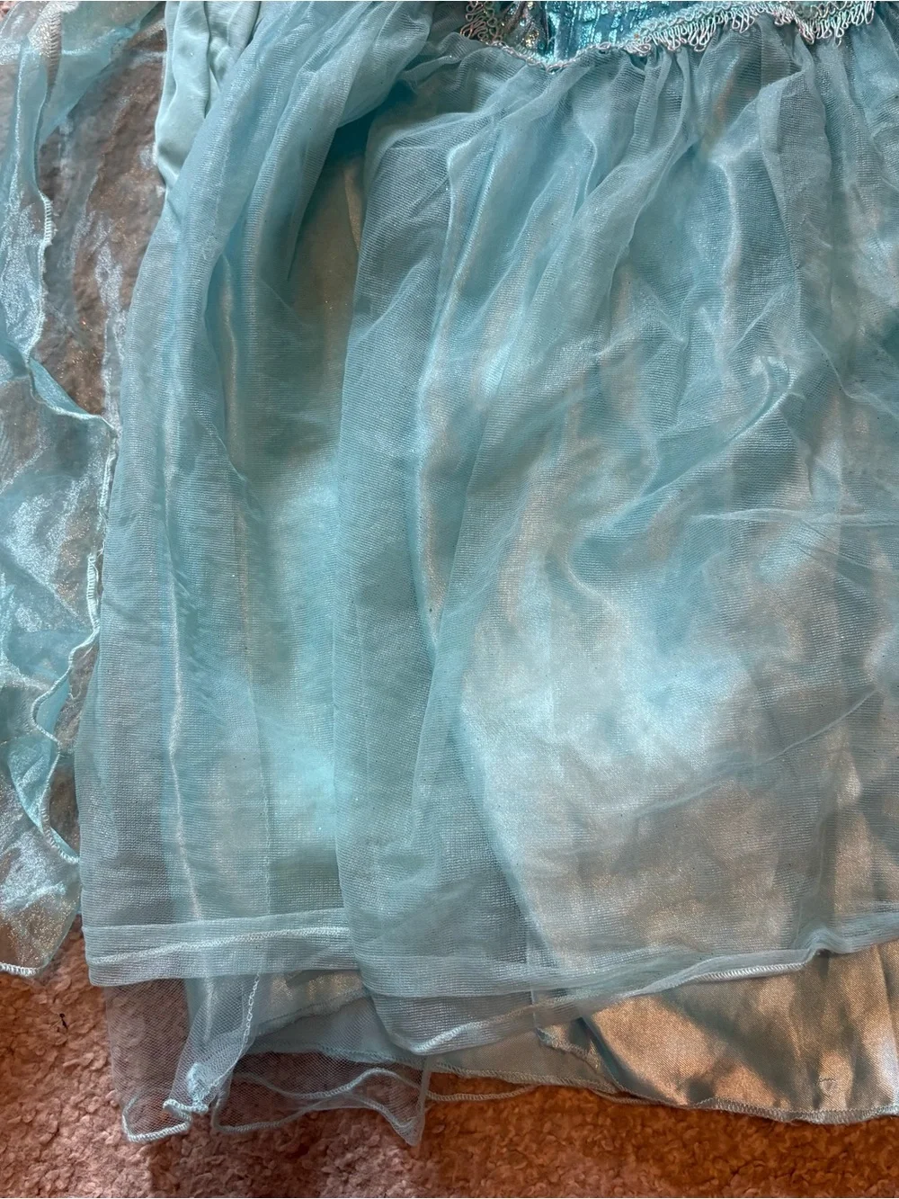 Disney Collection Deluxe Elsa Sequin Tulle Princess Dress Sz 4 Blue Halloween